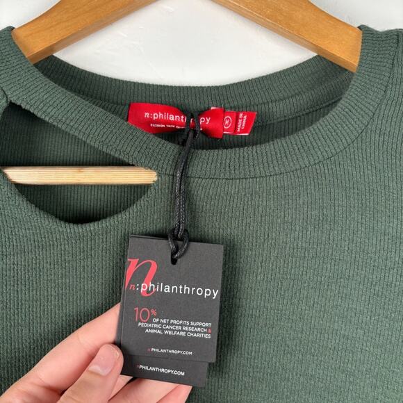 NWT n:philanthropy Gavin Green Ribbed Long Sleeve Shirt - Picture 4 of 7